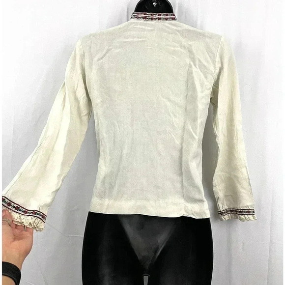 VTG Lord & Taylor Beige Tunic Top Embroidered Trim Long Sleeve SMALL - Picture 2 of 13